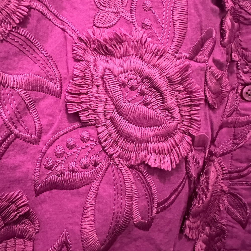 Chico's Embroidered Floral Magenta Blouse - Picture 4 of 4